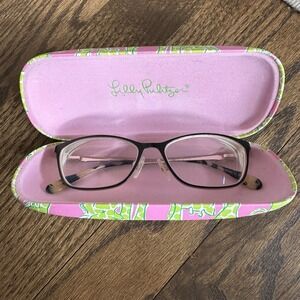 Lilly Pulitzer Chrissy Eyeglasses Black Flex 52-15-135 with Giraffe Case